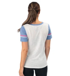 '47 BRAND SPARTAN '47 Match Notch Tee - Women's -Spartan 47 Womens Match Notch Tee White Blue 2