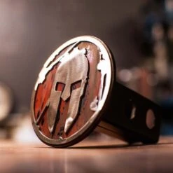SPARTAN Helmet Trailer Hitch Cover- Weathered Red 10 SPARTAN Helmet Trailer Hitch Cover- Weathered Red -Spartan Red Hitch 3