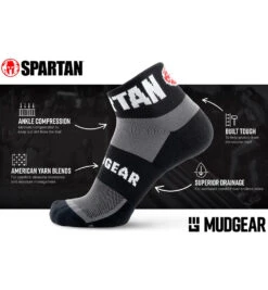 SPARTAN MudGear 1/4 Crew Sock 13 SPARTAN MudGear 1/4 Crew Sock -Spartan SPARTAN Mud Gear 1 4 Crew Sock Unisex Black 7