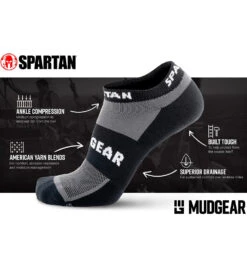 SPARTAN MudGear No Show Sock -Spartan SPARTAN Mud Gear No Show Sock Unisex Black 7